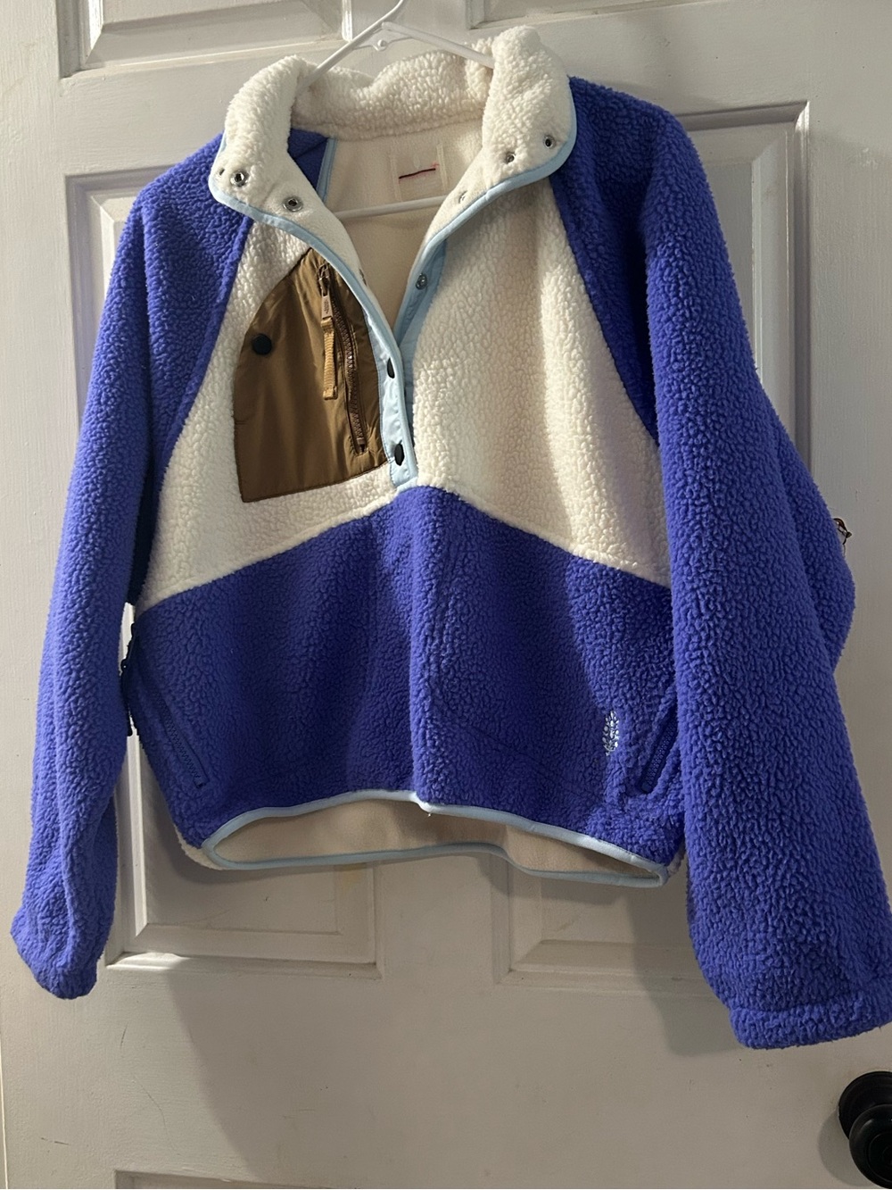 Kids Colorblock Fleece Jacket - Purple & Cream